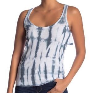 CHASER Ribbed Ruffle Back Tie Dye Racer Tank 